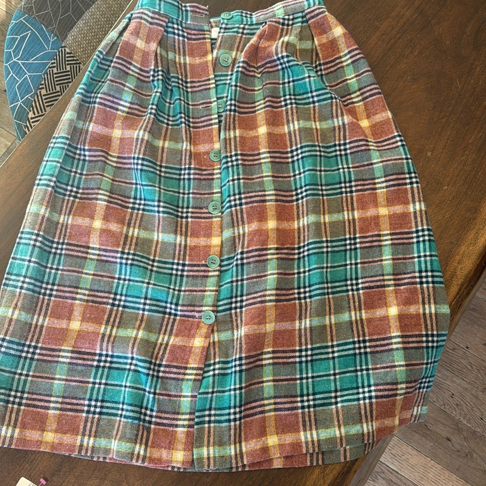 Chibaro plaid wool button front skirt